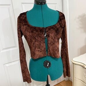 Brown Argyle Plaid Cardigan